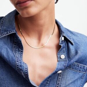 Madewell Demi-Fine Skinny Herringbone Chain in 14K